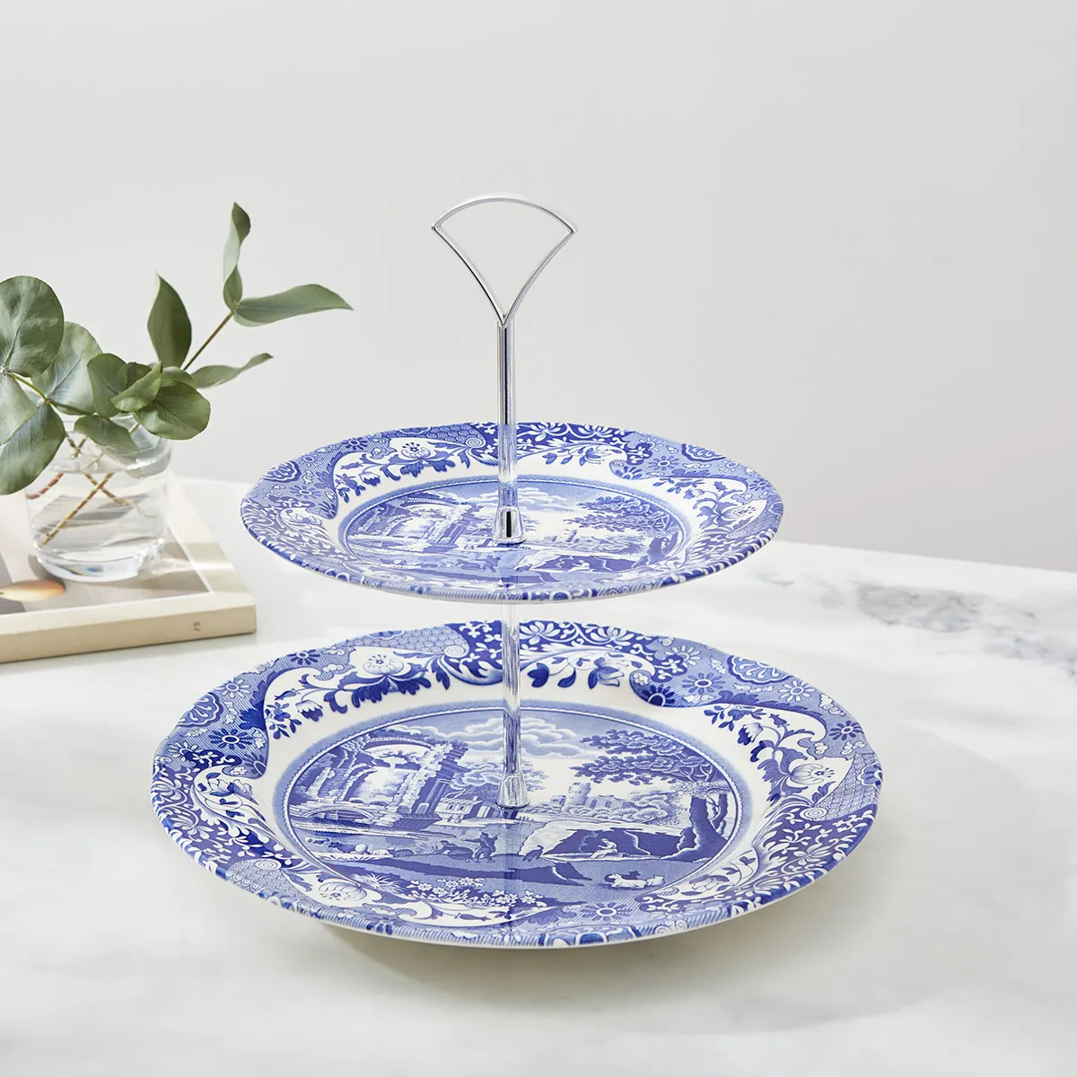 SPODE Mavi 2 Katlı Kurabiye Standı
