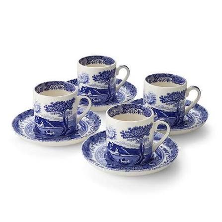 SPODE Mavi Kahve fincanı ve Tabağı (4 adet)